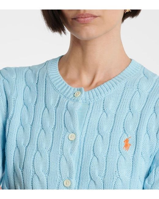Polo Ralph Lauren Blue Cable-Knit Cotton Cardigan