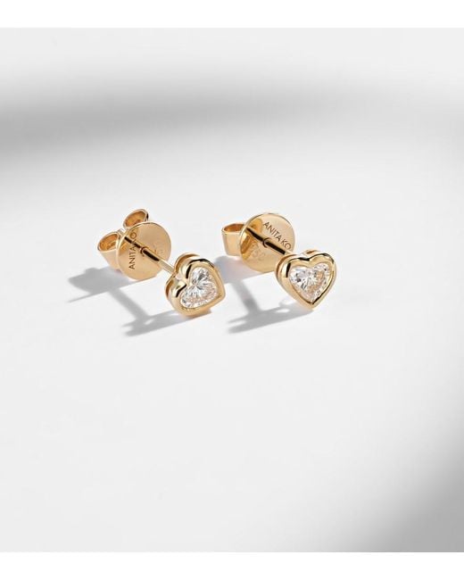 Anita Ko White Heart 18Kt Earrings With Diamonds