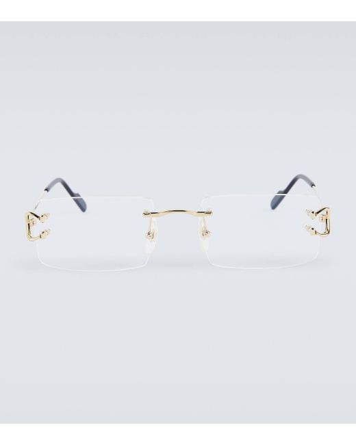 Cartier Metallic Signature C De Cartier Rectangular Glasses for men