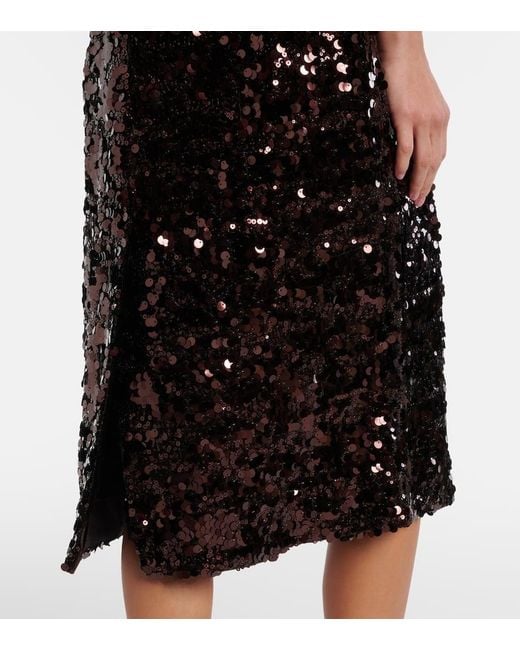 Vestido Midi Con Lazo Y Lentejuelas Ganni de color Black