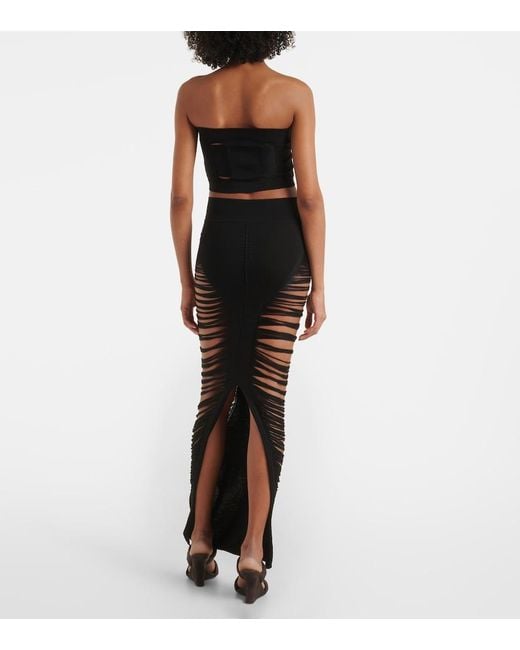 Rick Owens Black Cutout Strapless Wool Top