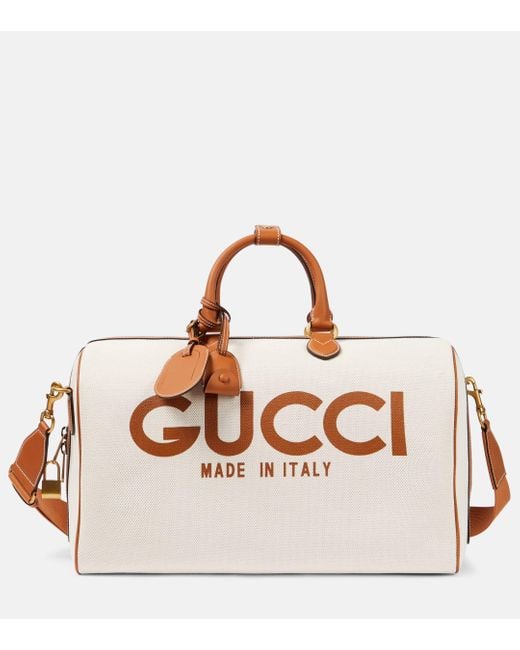 Gucci Natural Large Logo Canvas Duffel Bag