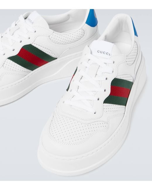 Gucci White gg-embossed Leather Flatform Trainers