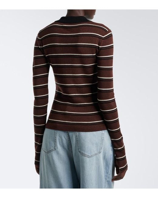 Ganni Black Striped Wool Polo Sweater