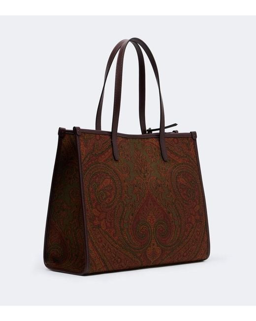 Etro Brown Arnica Large Coated Canvas Tote Bag