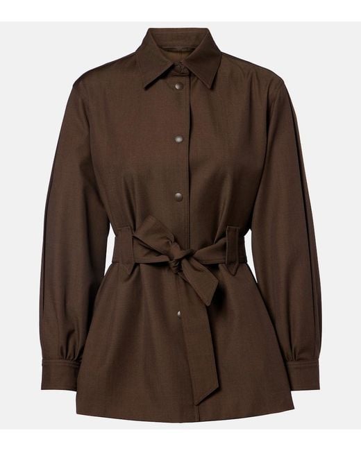 Max Mara Brown Belted Virgin Wool Blazer