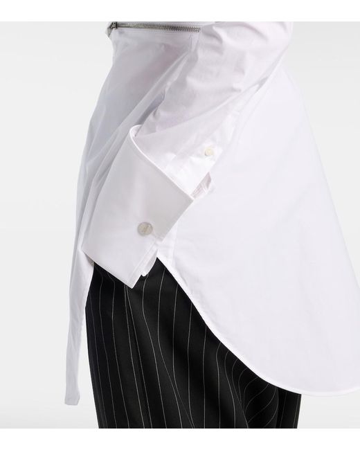 Jean Paul Gaultier White Belted Cotton-Blend Shirt Dress