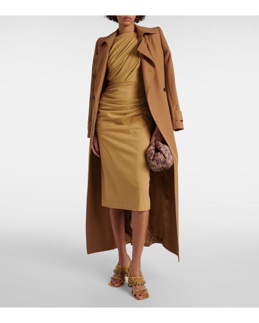 Dries Van Noten Metallic Gathered Cotton Jersey Midi Dress