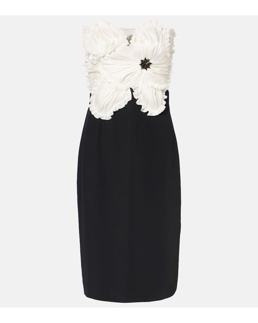 Vestido Corto Callula Con Aplique Floral Costarellos de color Black