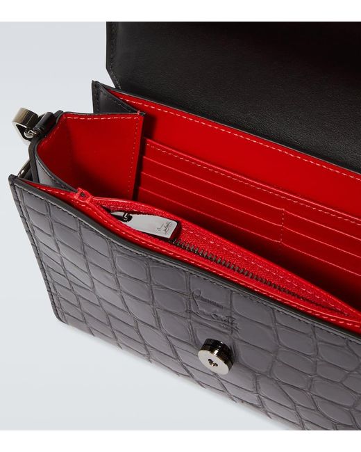 Christian Louboutin Black Explorafunk Croc-Effect Patent Leather Shoulder Bag for men