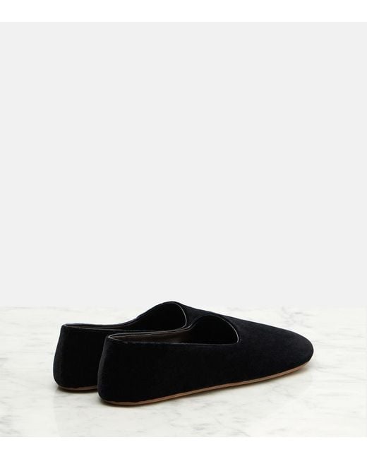 The Row Black Ponti Velvet Slip-On Shoes