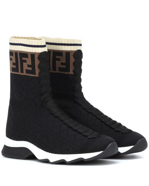 Fendi Black 'Runway' Sock-Sneakers