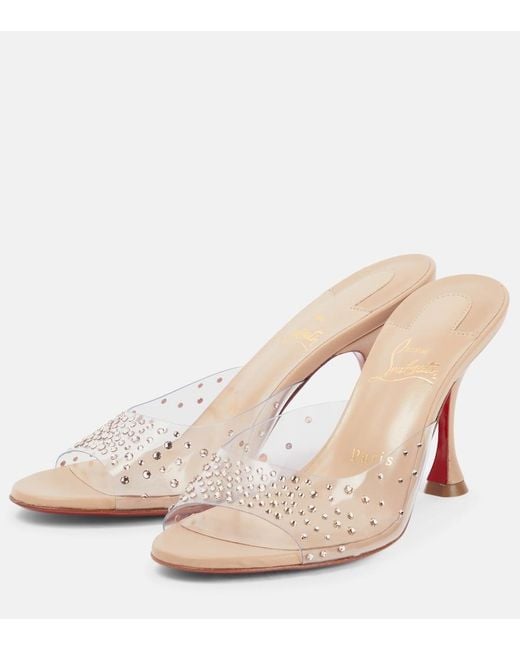 Christian Louboutin Multicolor Nudes Degramule Embellished Mules