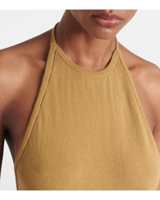 Lemaire Yellow Knitted Halterneck Cotton Top
