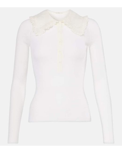 Chloé White Henley-Top Aus Wolle