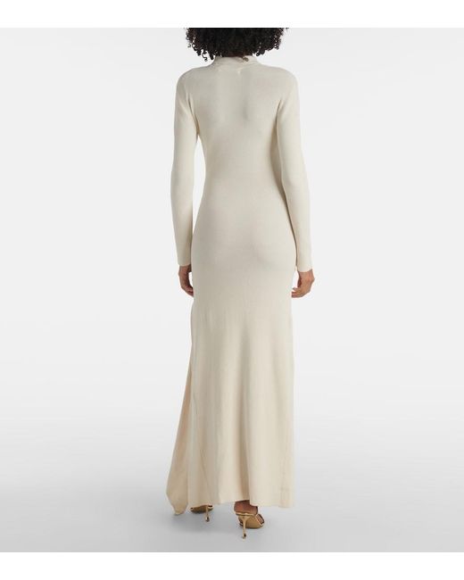 AYA MUSE White Saros Draped Cotton-Blend Maxi Dress
