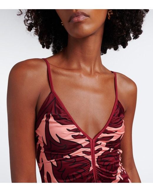 Johanna Ortiz Red Nuestra Tierra Printed Jersey Maxi Dress