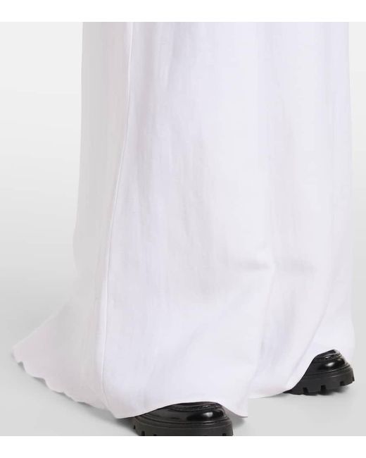 Ralph Lauren White Greeley Linen-Blend Wide-Leg Pants