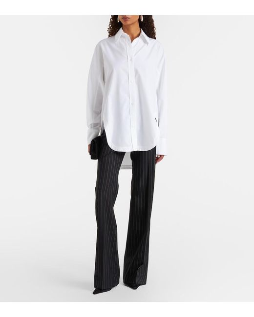 Sportmax White Ovest Oversized Cotton Poplin Shirt