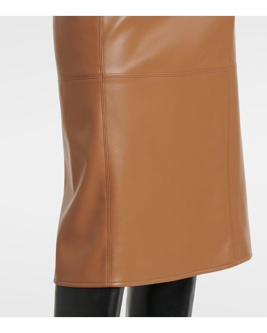 Max Mara Brown Faux Leather Midi Skirt