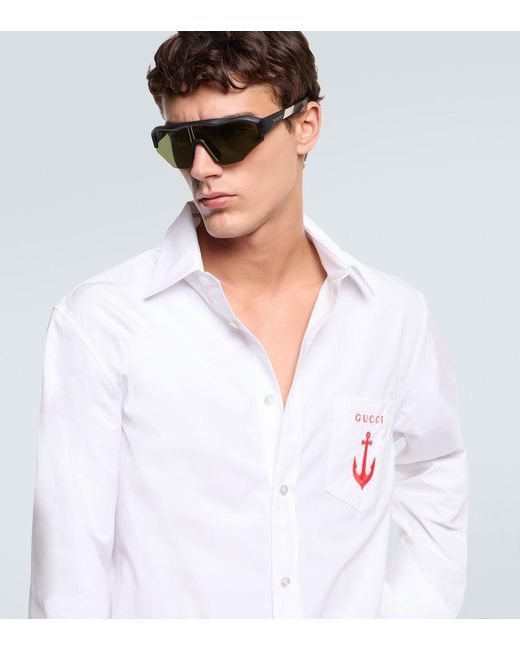 Gucci Black Logo Shield Sunglasses for men