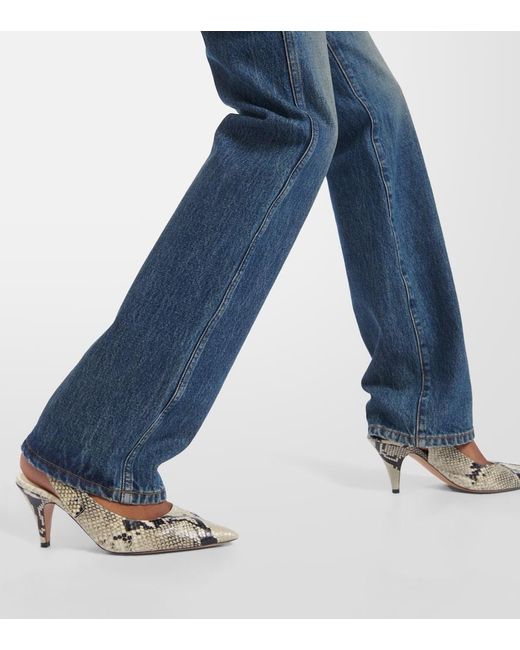 Khaite Blue High-Rise Straight Jeans Danielle