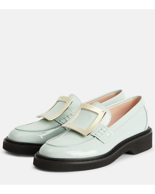 Roger Vivier White Viv' Rangers Patent Leather Loafers