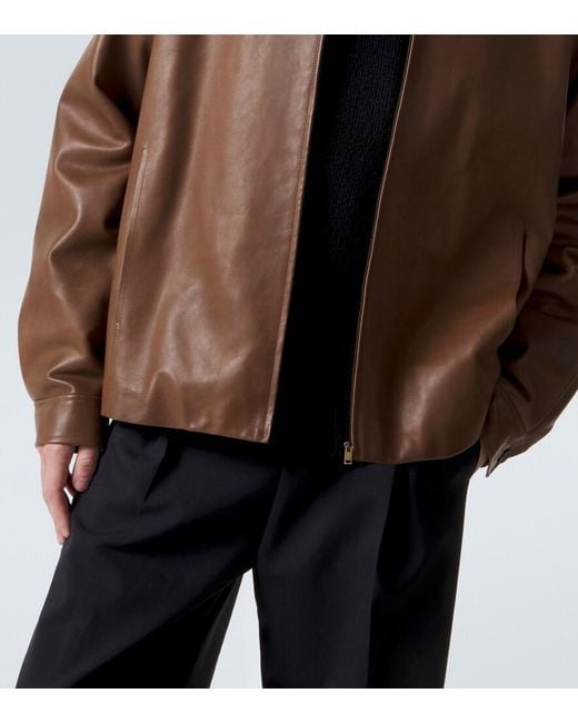 The Row Brown Mount Leather Jacket for men