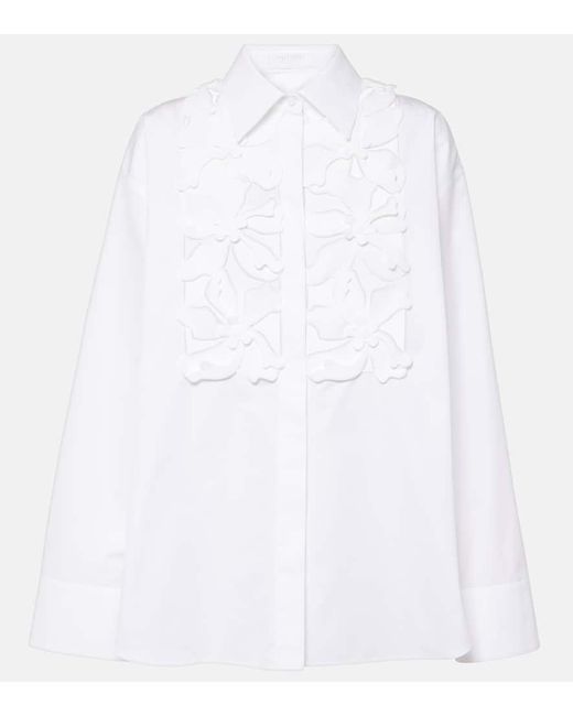 Camisa de popelin de algodon bordada Valentino de color White