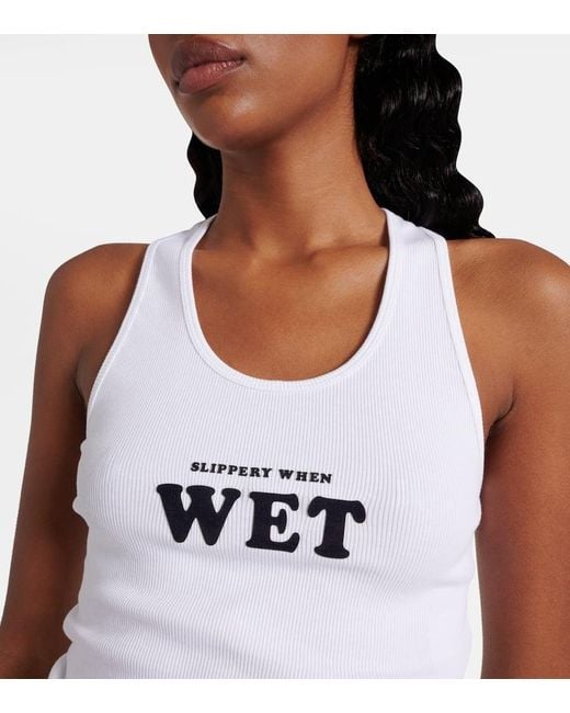 Stella McCartney White Printed Cotton-Blend Tank Top