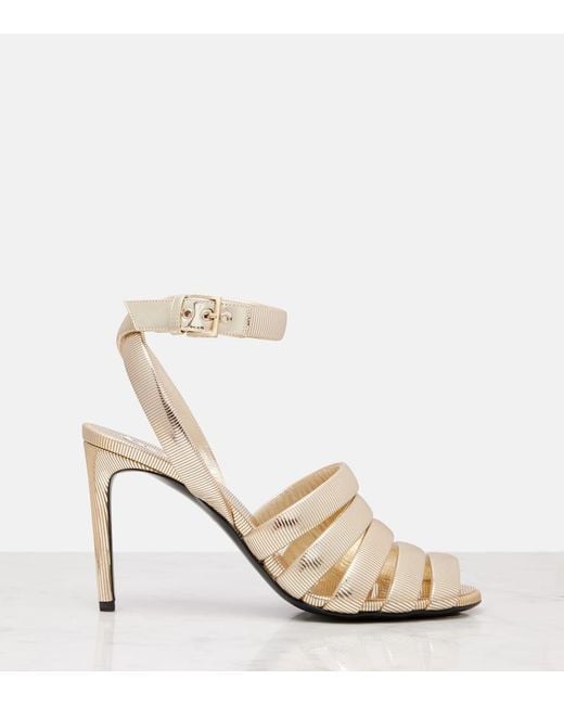 Alaïa Natural Sandalen Strappy 90 Aus Metallic-Leder