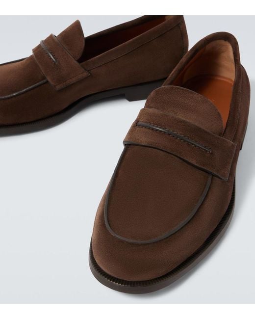 Zegna Brown Suede Loafers for men