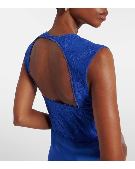 Rebecca Vallance Blue Maxikleid Remi Aus Spitze Und Satin