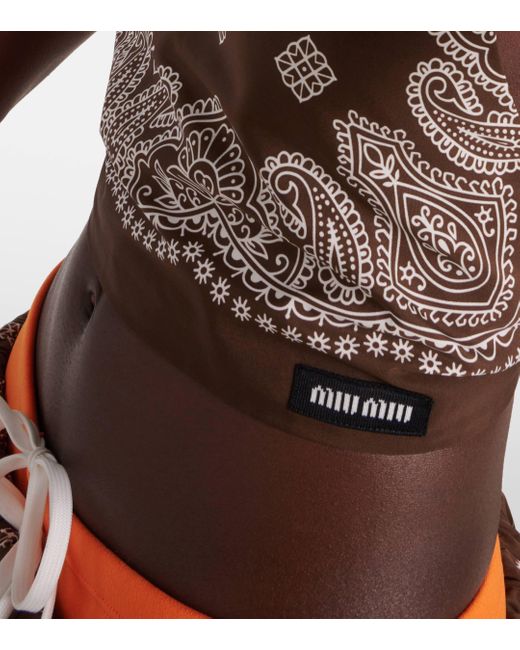 Miu Miu Brown Paisley-Print Crop Top