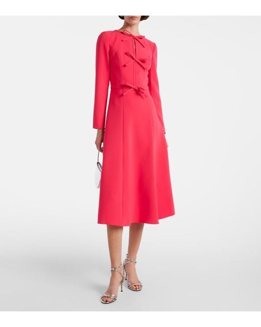Carolina Herrera Red Bow-Detail Crepe Midi Dress