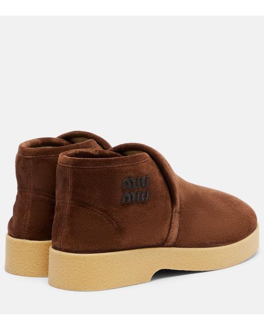 Miu Miu Brown Shearling-Lined Suede Boots