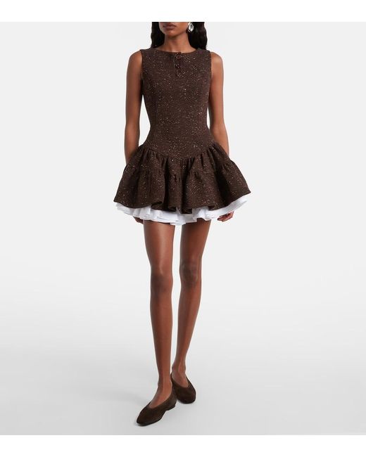 ShuShu/Tong Brown Knitted Wool-Blend Minidress
