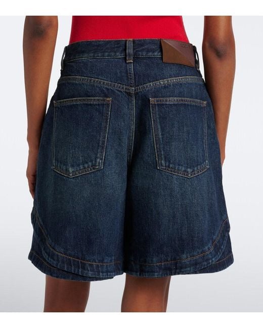 Bermudas De Denim Con Paneles Loewe de color Blue