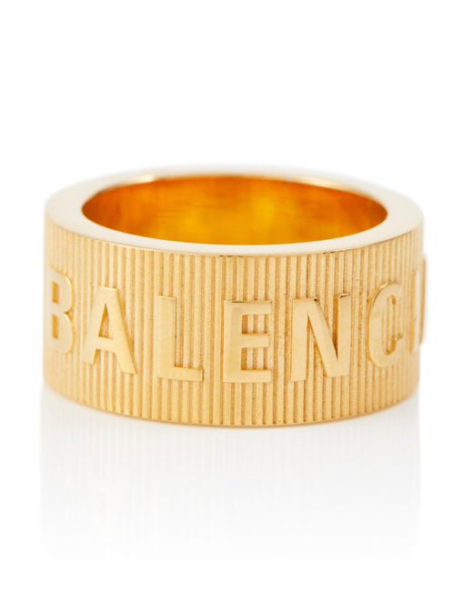 Balenciaga Metallic Logo Sterling Silver Ring