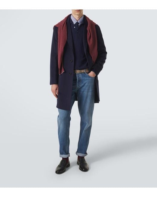 Brunello Cucinelli Blue Virgin Wool Coat for men