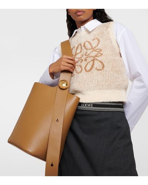 Loewe Brown Pebble Medium Leather Bucket Bag