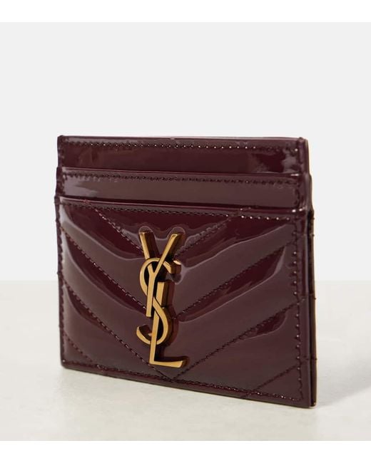 Saint Laurent Purple Cassandre Patent Leather Card Holder