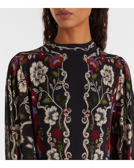 Vestido Largo Rococo Flowers A Capas Farm Rio de color Black