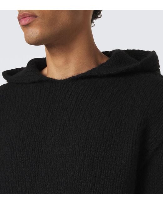 Rick Owens Black Hooded Cashmere And Silk Sweater for men