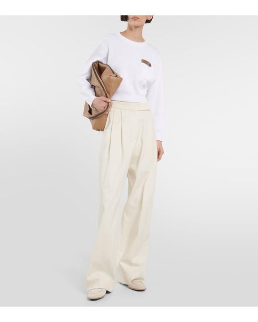 Brunello Cucinelli White Cotton Jersey Cropped Sweater