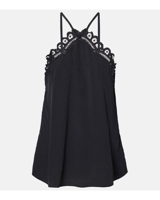 Isabel Marant Black Elva Embroidered Crepe Top