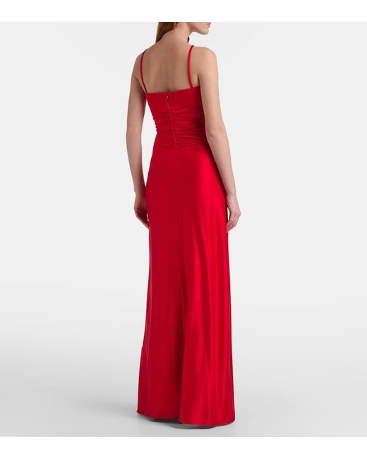 Max Mara Red Oggetti Ruched Halterneck Bustier Gown