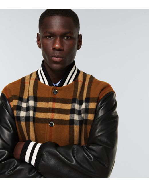 Burberry Checked Wool And Bomber Jacket in for Men | Lyst