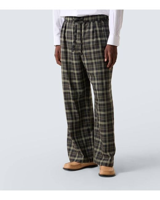 Loewe Gray Checked Wide-Leg Pants for men