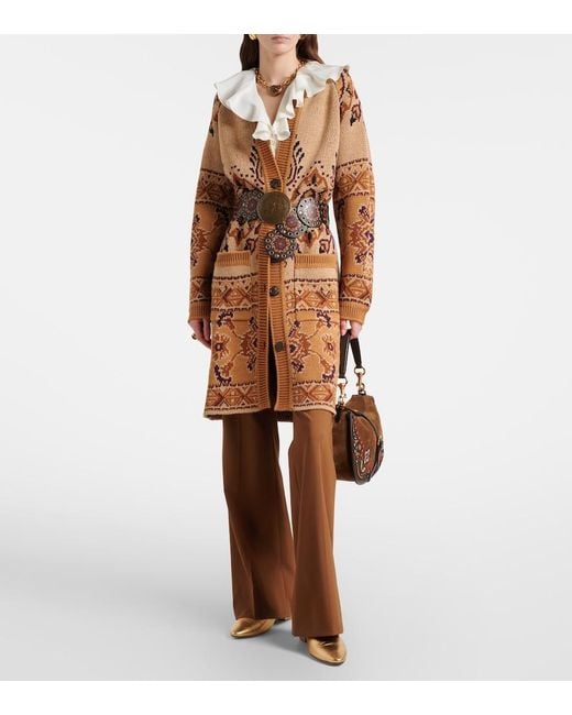 Etro Brown Wool-Blend Cardigan